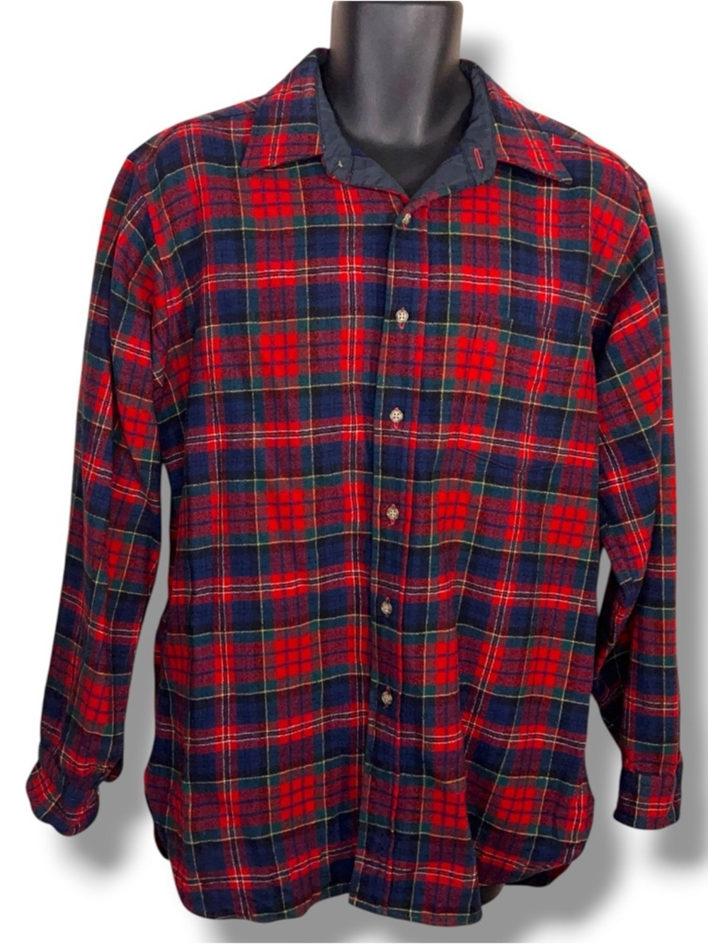 Vinrage Large Pendleton Virgin Wool Red Macpherson Tartan Boyfriend Shirt Plaid